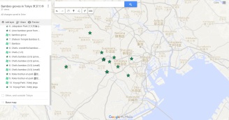 Map of bamboo forest groves in Tokyo Japan